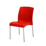 Silla Plastica Apilable Mallorca C/Patas Metalicas Roja Voss