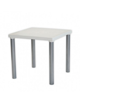 Mesa Plastica Cuad Mallorca 75x75 C/Patas Metal Blanca Voss
