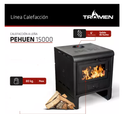 Estufa A Leña Pehuen 15000cal  01-000-088 Tromen