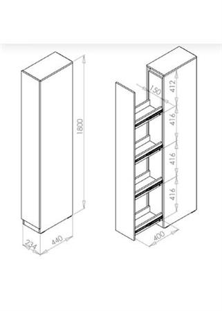 Modulo De Guardado C/Puerta Extraible 180x25cm 5003 We Corsa