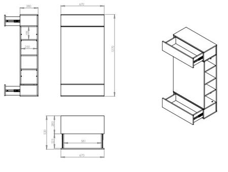 Mueble De Guardado Con 2 Cajones 5005 Hel/Bla Corsa