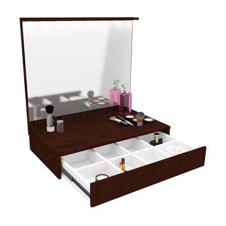 Tocador Con Espejo Cajon Flotante Y Luz 1432 L Wengue Corsa