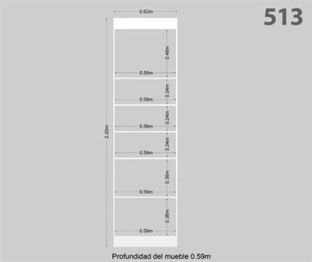 Modulo Lateral Para Placard 62x220cm 513 Bla Corsa Magnus